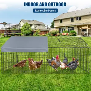 86"x40"x40" Heavy Duty Metal Chicken Coop, Outdoor Waterproof Cover Poultry Run, Multi-Use Backyard Enclosure for Hens, Ducks and Rabbits