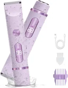 2-in-1 Women's Electric Shaver & Bikini Trimmer  Waterproof for Face, Legs, Underarms – Wet/Dry Use – Cordless Hair Removal for Sensitive Skin (purple)