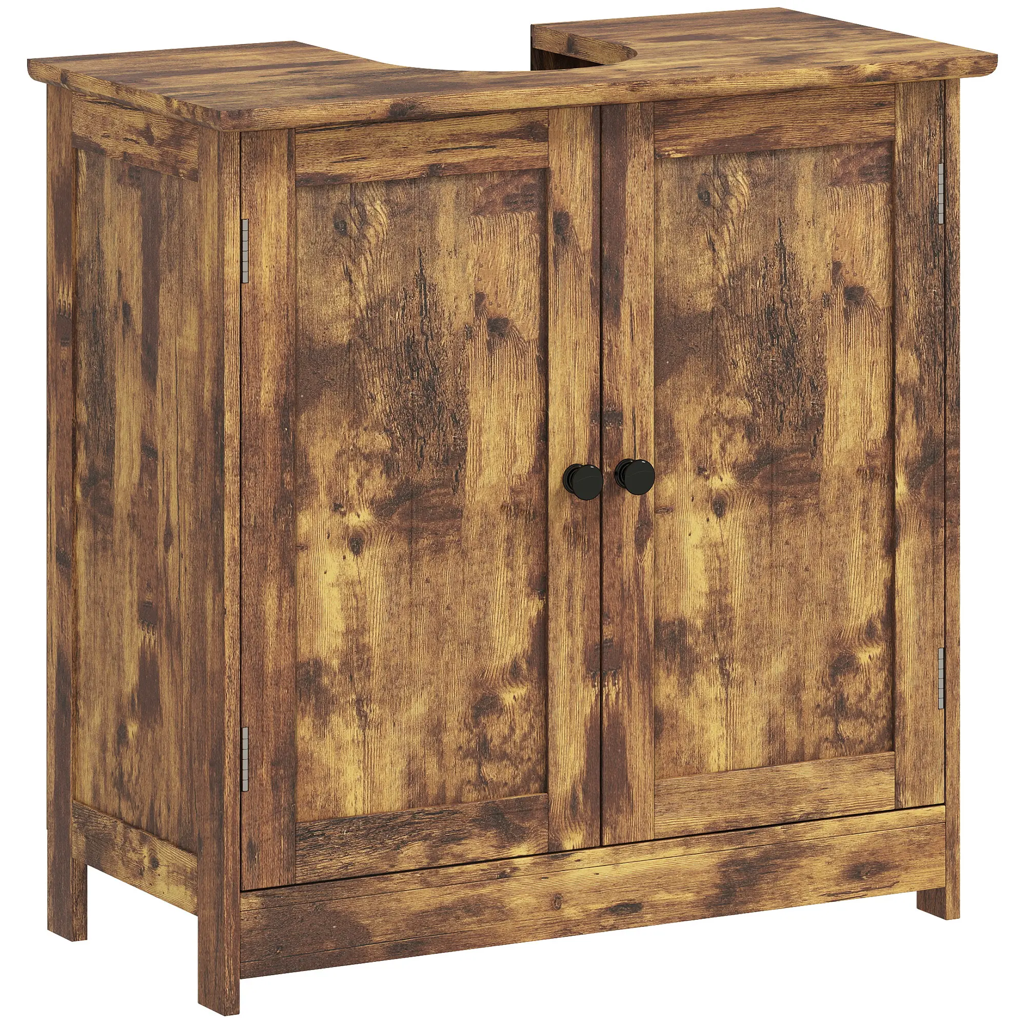 HOMCOM Under Sink Bathroom Cabinet, Pedestal Sink Storage Cabinet with 2 Doors, Shelf and U-Shape