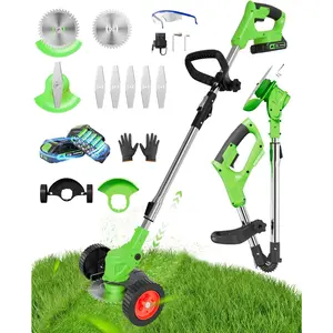 Cordless Weed Wacker  , 2-in-1 Electric String Trimmer & Edger, 21V Foldable Grass  with 2.0Ah  and Charger, Lawn Tool for Garden Yard Maintenance