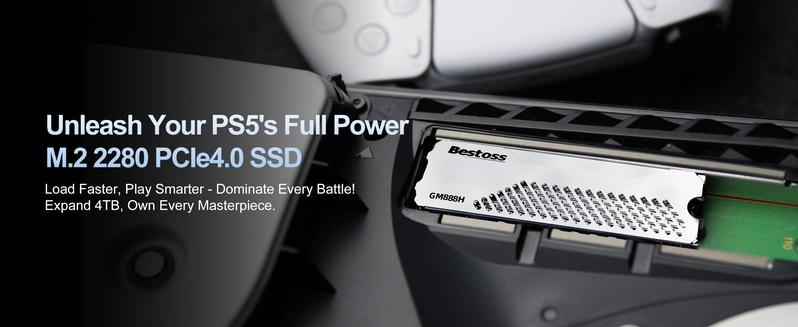 Bestoss GM888 H Gaming SSD with Heatsink up to 7300mb/s NVMe M.2 PCIe Gen4 Internal Solid State Drive  for PS5 1TB-4TB Storage for PC