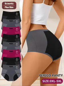 Plus Size Women's Letter & Floral Print Period Panty, Soft Comfortable Breathable Period Knicker for Daily Wear, Women's Underwear for All Seasons