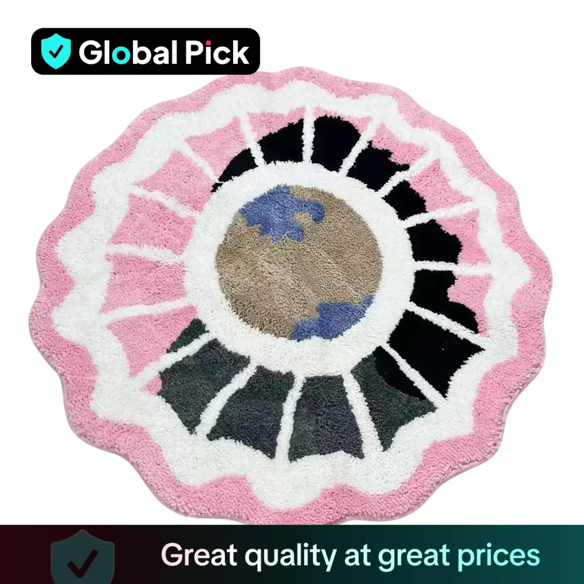 Round Floral Shaped Rug, 1pc Machine Washable Non-slip Soft Floor Carpet, Soft Fluffy Rugs, Camellia Shaped Rug, Machine Washable Plush Decorative Mat