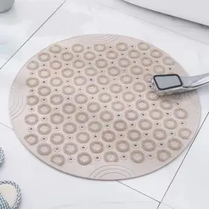 1 piece of PVC material circular bathroom shower mat measuring 55**55cm, featuring crystal raised massage foot brushes. A must-have for showering, it is very comfortable. The bottom has anti-slip suction cups.Perfect for use in bathrooms, apartments。