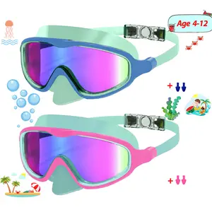 Sharkite 1 Pack Kids Swimming Goggles Wide Angle Anti-fog UV Waterproof Leakproof Boys and Girls Swimming Goggles for 3-15 years old