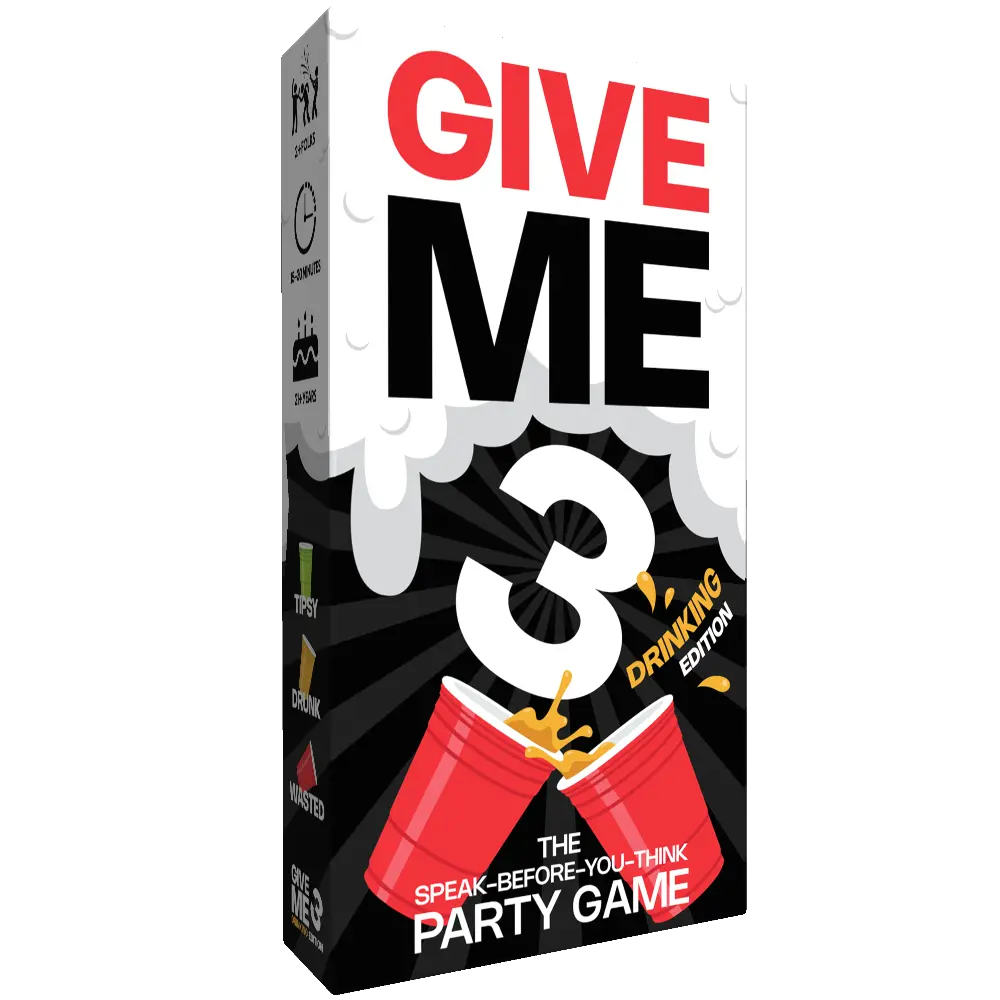 GIVE ME 3 Drinking - The Speak-Before-You-Think Drinking Game