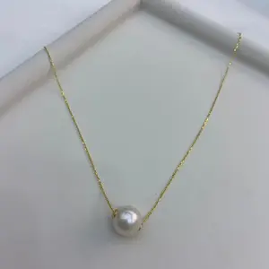 Natural Freshwater Pearl White Edison Pearl 11-12mm High Quality Strong Luster Pendant LULU Necklace S925 Pure Silver Inlaid Chain Length 17.5 inches Classic Versatile Gift Lucky