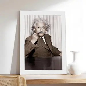 Albert Einstein Smoking Pipe at Princeton University, Photography S,vintage, couple，Minimalist Neutral Poster Print, Aesthetic Wall Decor for Bedroom.