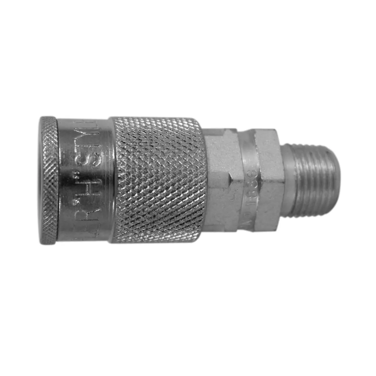 Milton Steel H Style Coupler - 0.37 in. 3/8" MNPT Thread, High Flow, Buna-N Seals, 300 PSI, 67 SCFM, for Automotive Pipes & Fittings