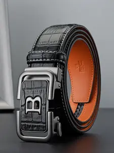 Belts for Men, Automatic Buckle Pu Leather Belt, New Style Business Casual Waistband for Work & Daily, Trendy All-match & Exquisite Belt