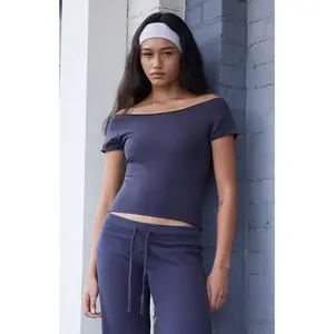 John Galt Women's Blue Bonnie Off-The-Shoulder Top