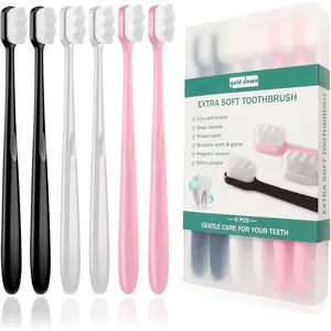 Extra Soft Toothbrush for Sensitive Teeth and Gums, Micro Fur Manual Toothbrush with 20000 Ultra Soft Bristle, Excellent Cleaning Effect, Perfect for Kids & Adults (6 Pack)