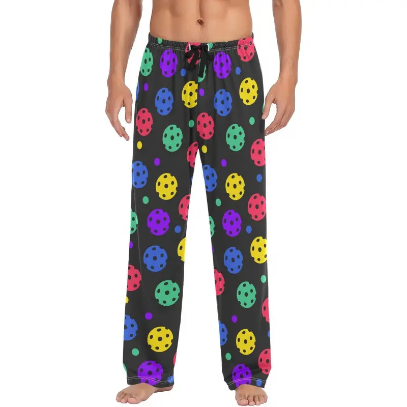 Men's Pajama Pants Super Soft Pickleball Balls Sleep Lounge Pants Pjs Bottoms with Pockets