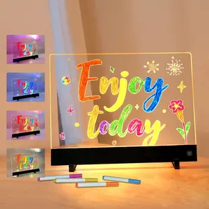 Rechargeable LED Drawing Board for Kids, Light Up Writing Tablet, Screen-Free Creative DIY Art Kit, Touch Dimmable Night Light, Portable Educational Toy with 4 Modes, Pens, Stencils & Reusable Light-Up Sheets