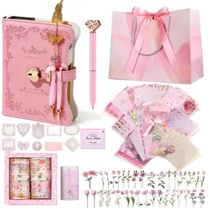 DIY Journal Set,Scrapbooking Supplies Kit for Bullet Point Journaling,Includes Notebook, Pens, Markers, Washi Tape & Tabs, Girly Gifts for Girls, Heartfelt Presents for Friends, Travel Enthusiasts Christmas Ideal Gift Mom Gifts Set