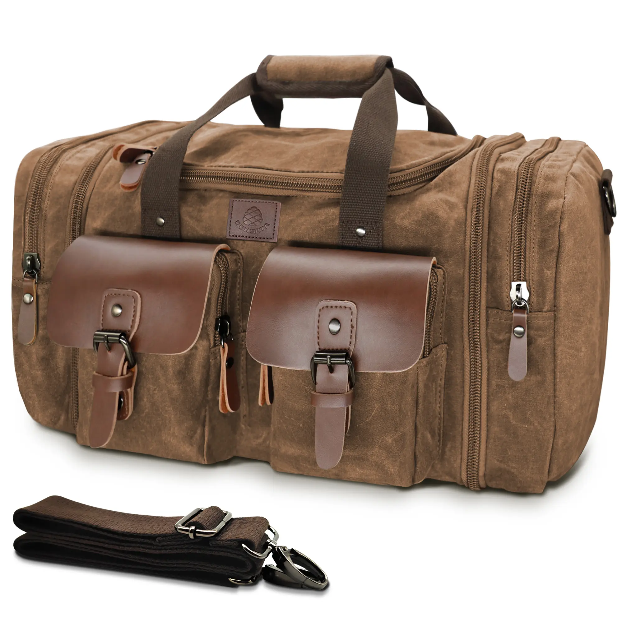 Vintage Canvas Travel Duffle Bag for Men 50L Expandable Overnight Weekender Carry-On Crossbodybag Lightweight Durable Portable Adventure Travel Essentials luggage suitcases  Expandable Convertible Waterproof gift quality aesthetic Fashionable Duffel Bag