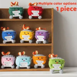 Emotional Support Crochet Dumpster Fire with Positive Card Cute Room Decor Knitted Toys Funny Crochet Support Buddies Gifts for Friends
