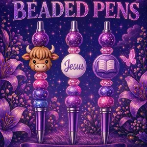 Custom Beaded Pens - Cute & Unique Writing Stationery for Students & Professionals - Always Fresh Office Supplies - Versatile Study Tool