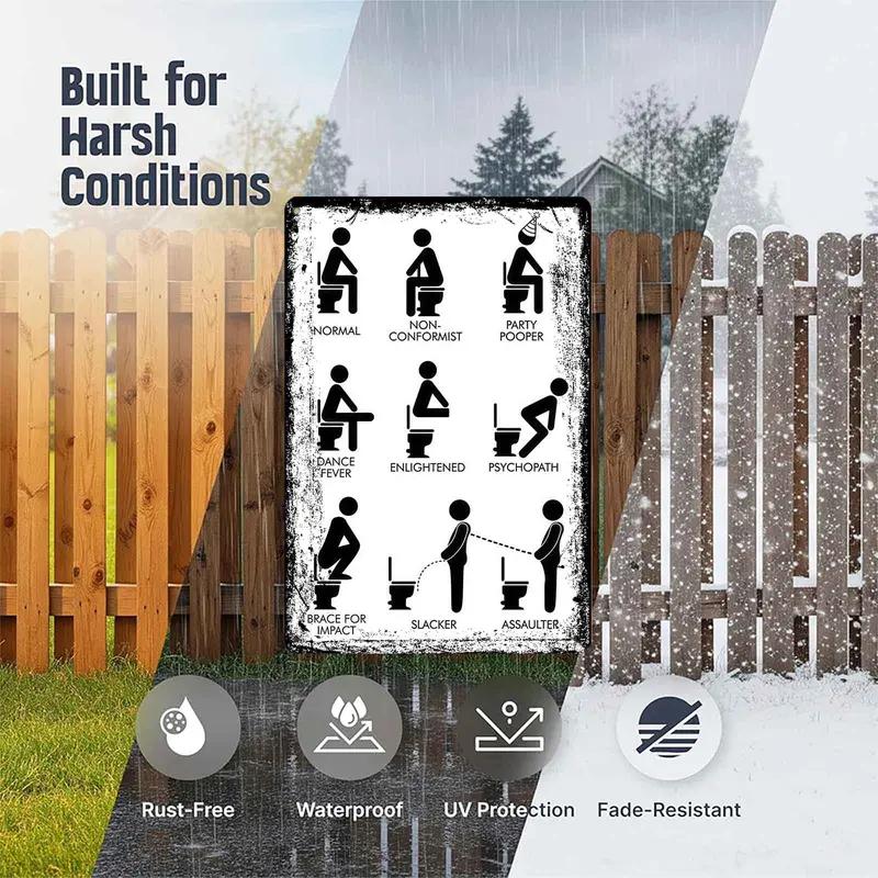 Types of Poopers Funny Bathroom Sign - 12x8 Inch Aluminum Metal Sign, Humorous Restroom Wall Decor for Home, Office, Bar, and Public Spaces - Silly Tin Sign Gift for Bathroom Lovers & Party Hosts