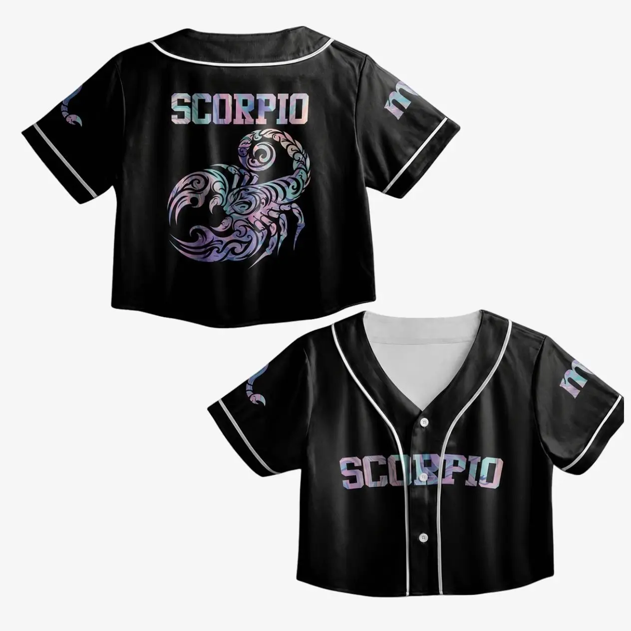 Scorpio Zodiac Baseball Jersey Shirt, Astrology Graphic Button-Up Jersey
