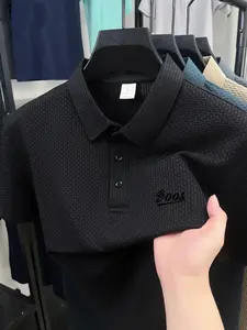 Boss Golf Course Men's Polo Professional Quick Drying Elite Social Robe Men's Ice Feel Quick Drying Polo Shirt Polyester Spandex Blended Summer Moisture wicking Sweat