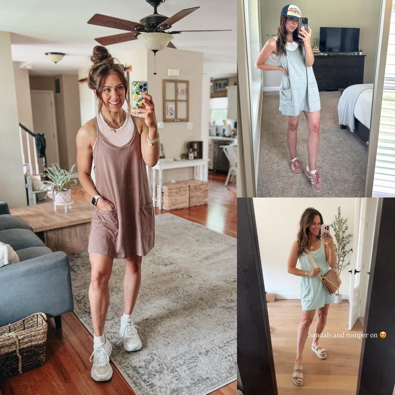 Naeduo Women's Summer Sleeveless Mini  Coco Dress Athletic Dress Spaghetti Strap Short Tennis Dress with Pockets Sports Jersey