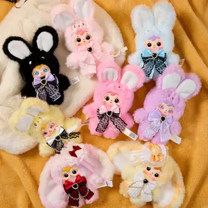 Cute Rabbit Plush Keychain with 360° Rotating Eyes, Fluffy Stuffed Animal Toy, Kawaii Soft Plushies for Kids Girls, Surprise Gift for Birthday Holiday