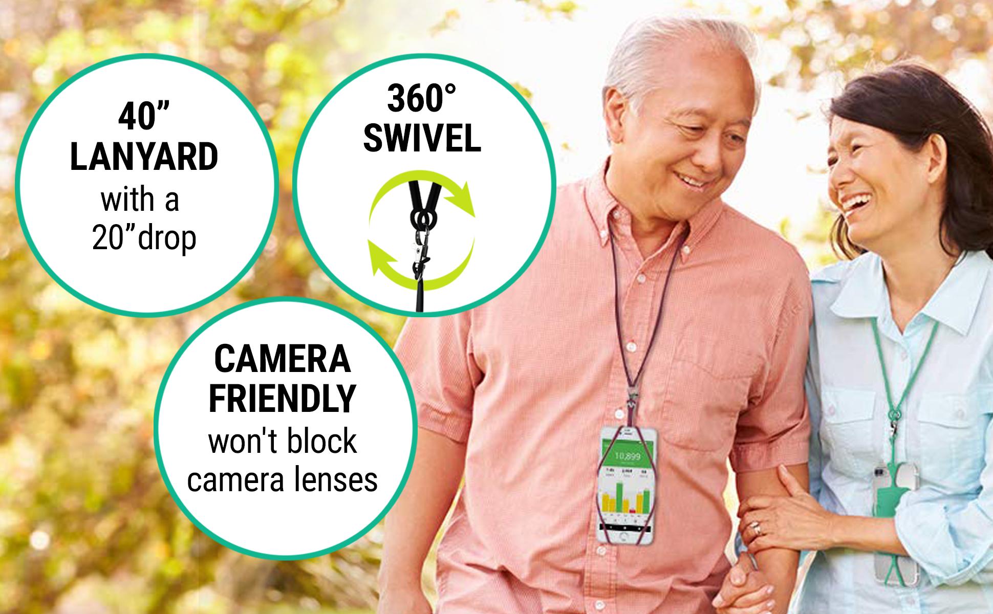 Gear Beast Cell Phone Lanyard - Universal Neck Phone Holder w/Card Pocket and Silicone Neck Strap - Compatible with Most Smartphones, Hot Pink