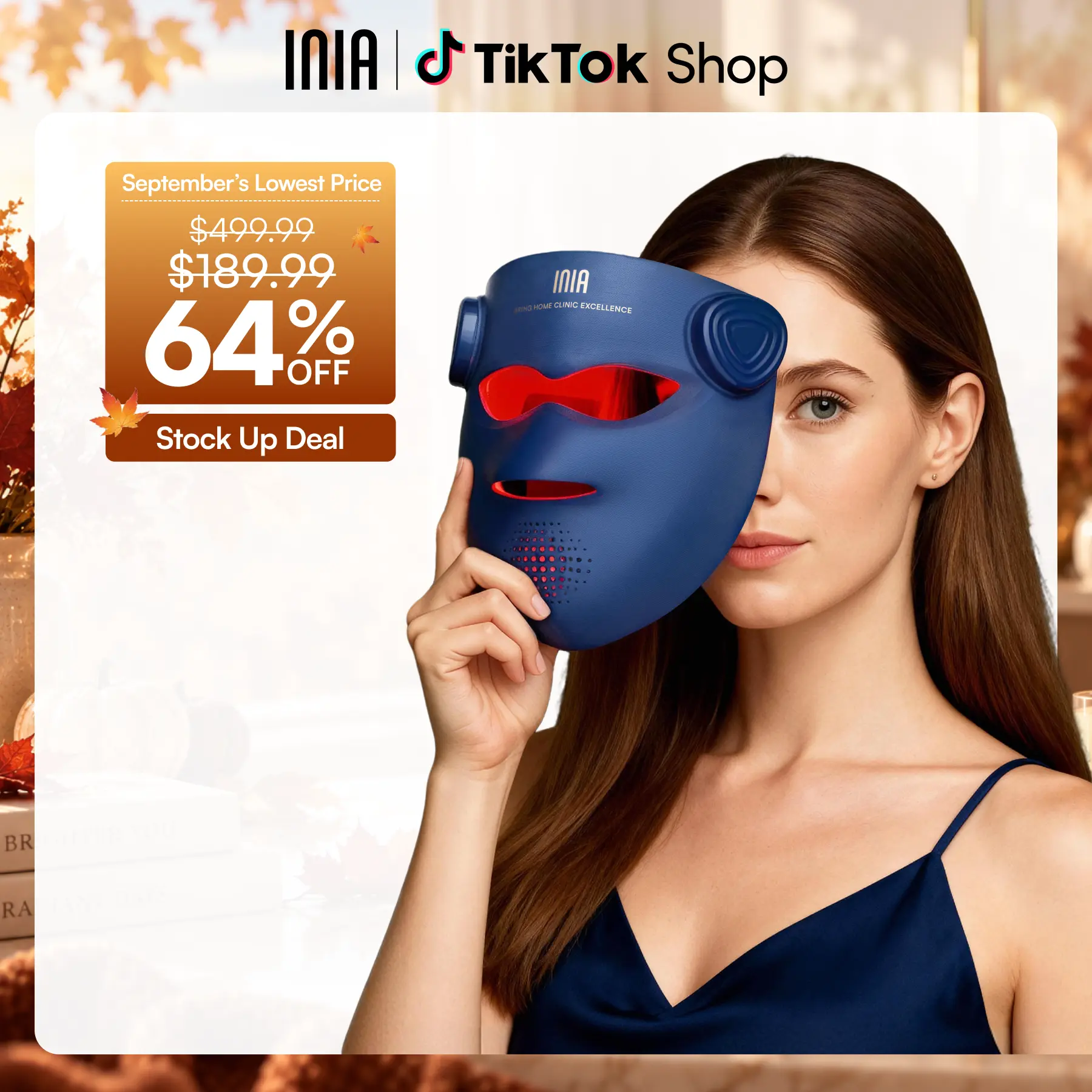 INIA GLOW 940 nm 4D LED Mask – Dual NIR 940 + 850 nm Deep Penetration for Deeper Repair, Visible Lift & Lasting Radiance, 4D Fit for Jawline Lift & Firm, Cooling Therapy, Wireless Comfort, Summer Travel Accessories,back to school,back to school haul