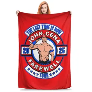 John Cena WWE Wrestling Flannel Blanket World Champion You Cant See Me Soft Warm Throw For Gamer Room Decor Dorm Essential Bed Sofa Kids Holiday Gift