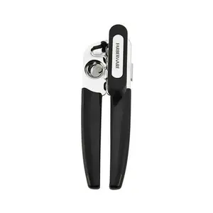 Farberware Professional Can Opener with Black Handle Portable Kitchen Utensil for Easy Opening of Cans