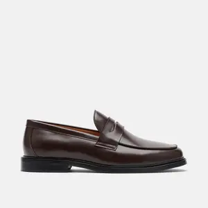 Calum Chocolate Brown Leather Penny Loafers
