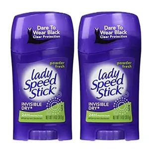 Lady Speed Stick Invisible Dry Antiperspirant Deodorant, Powder Fresh - 1.4 oz  (Pack of 2)