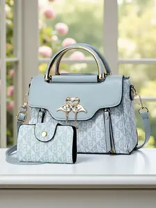 Fashion Print Women's Shoulder Bag Set, Casual Versatile Handbag, Fashionable Handbag, Geometric Pattern, Two-Piece Ladies' Bags, All Seasons Style, Fashionable Patterned Bag, Stylish Versatile Bag