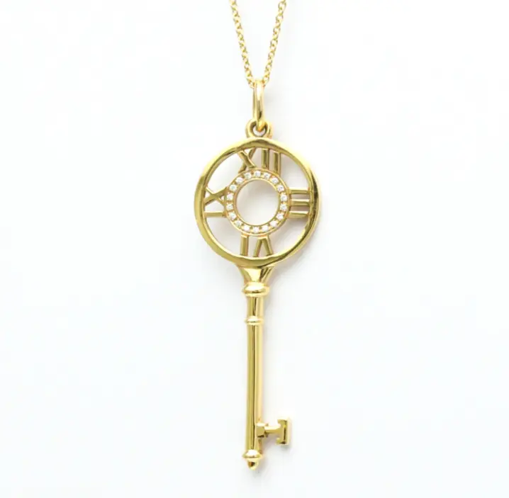 Pre-owned Tiffany & Co. Atlas Key Pendant With Dias in 18k Yellow Gold