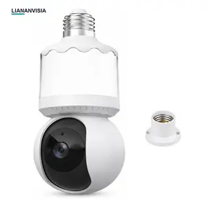 LIANANVISIA 2K Light Bulb Security Camera, E27 Socket Wireless Bulb Camera with 355° Pan 90° Tilt, Motion Detection Alerts, Auto Tracking, Two-Way Audio, Night Vision, Remote Live View, Supports 128GB microSD