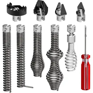 10 count Drain Snake Drill Attachment, Includes 4 Cutters and 5 Spirals, Drain Auger  Kit, Compatible with K-400,C-4,C-6,C-7,C-8,and C-9 Models