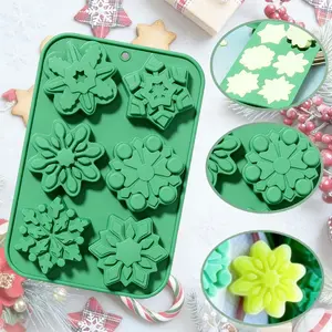 Snowflake Silicone Molds, Snowflake Soap Molds Christmas Snowflake Ice Cube Mold Chrisstmas Chocolate Cake Pans Cookie Baking Trays for Candles Jello Ice Muffins Cake Desserts Making