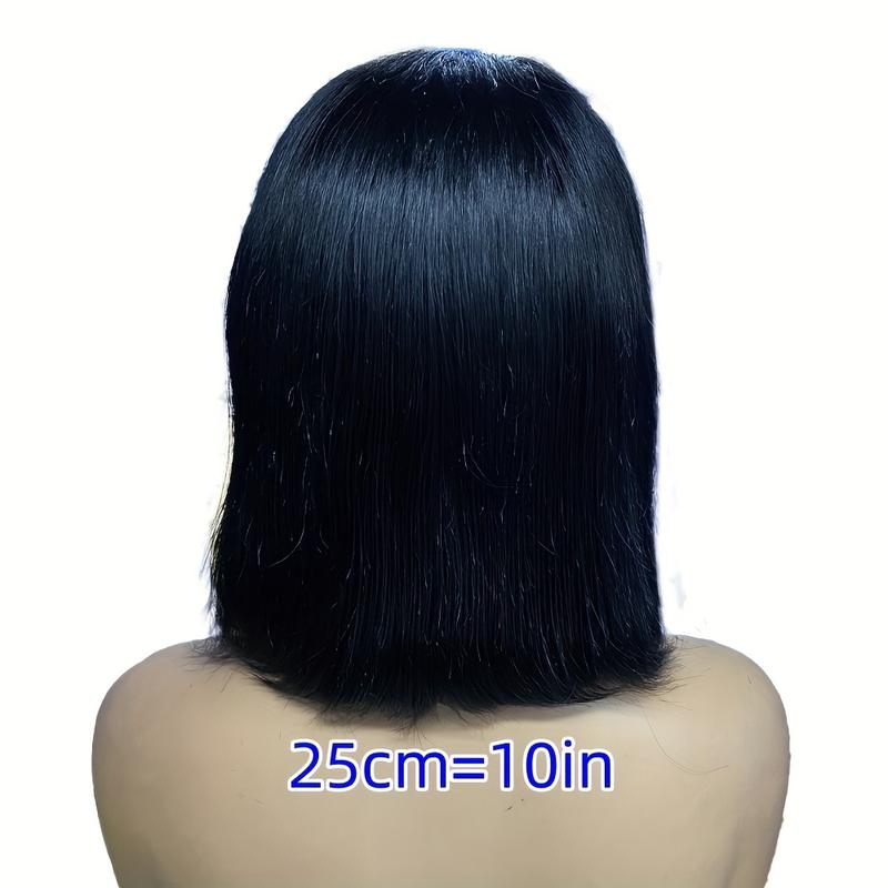 Hot Sell New Women'S 10 Inch 180% Density Human Hair Bob Wig - Black, Straight, Full Frontal with Lace Area 13x4, Perfect for Carnival, Music Festivals & Business Attire, Festival Hair Accessory |   Stylish Haircut |   Highquality Hairpiece, Wigs for Wome