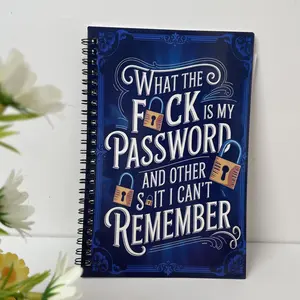 Spiral Bound Password Organizer Book, Blue Funny Minimalist Password Log Notebook, Durable Portable Daily Account Record for Office Workers, Ideal Mother's Day Gift
