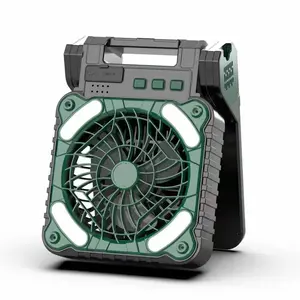 10400mAh Rechargeable Solar Powered Portable Table Camping Fan  with LED Lights Big Solar Panel Outdoor Tent Fan