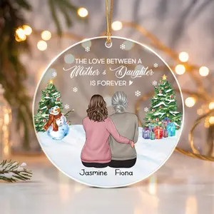 Personalized Mother & Daughter Ornament, Custom Keepsake with “The Love Between a Mother and Daughter Is Forever”, Trending Holiday Gift Idea