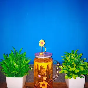 Honey Bee Personalized Cup Snowglobe 16oz Jar with Floral Design and Handle