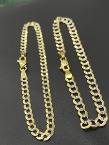 Two Tone Curb Link Bracelet for Womens and Mens 7" INCHES