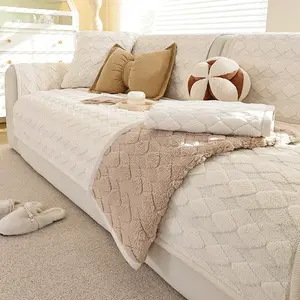 Geometric Velvet Sofa Cushion, Anti-Slip Sofa Cover, Washable Sofa Protector, Soft Sofa Protector, Durable Pet-Friendly Furniture Pad, Decorative Sofa Pillow