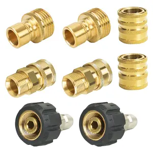 Hourleey Pressure Washer Adapter Set, Quick Disconnect Kit With M22 Metric Male Thread Quick Connector, M22 Swivel to 3/8'' Quick Connect, 3/4" to Quick Release, 8 pack