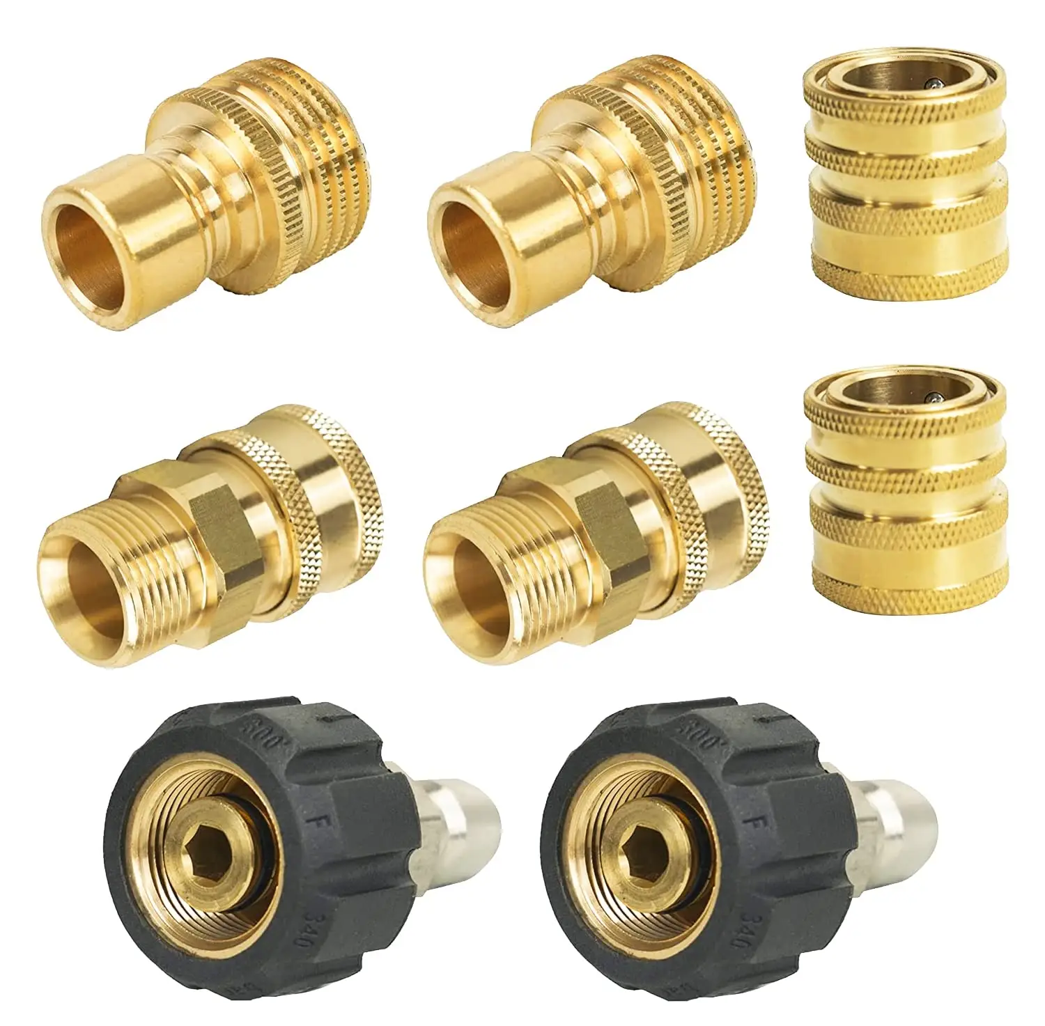 Hourleey Pressure Washer Adapter Set, Quick Disconnect Kit With M22 Metric Male Thread Quick Connector, M22 Swivel to 3/8'' Quick Connect, 3/4" to Qui
