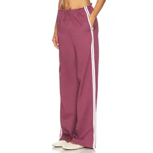 WeWoreWhat Pull On Ruffle Waist Pant in Plum & White