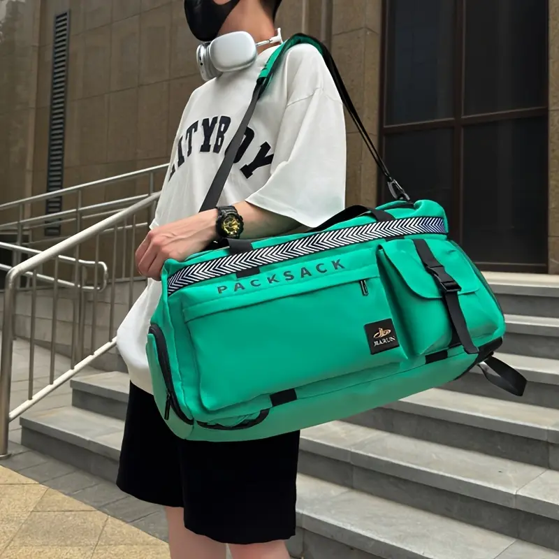 Unisex Travel Backpack - Large Capacity, Gray with Black Accents | Independent Shoe Compartment, Luggage Sleeve, Hidden Shoulder Strap for Gym and Travel