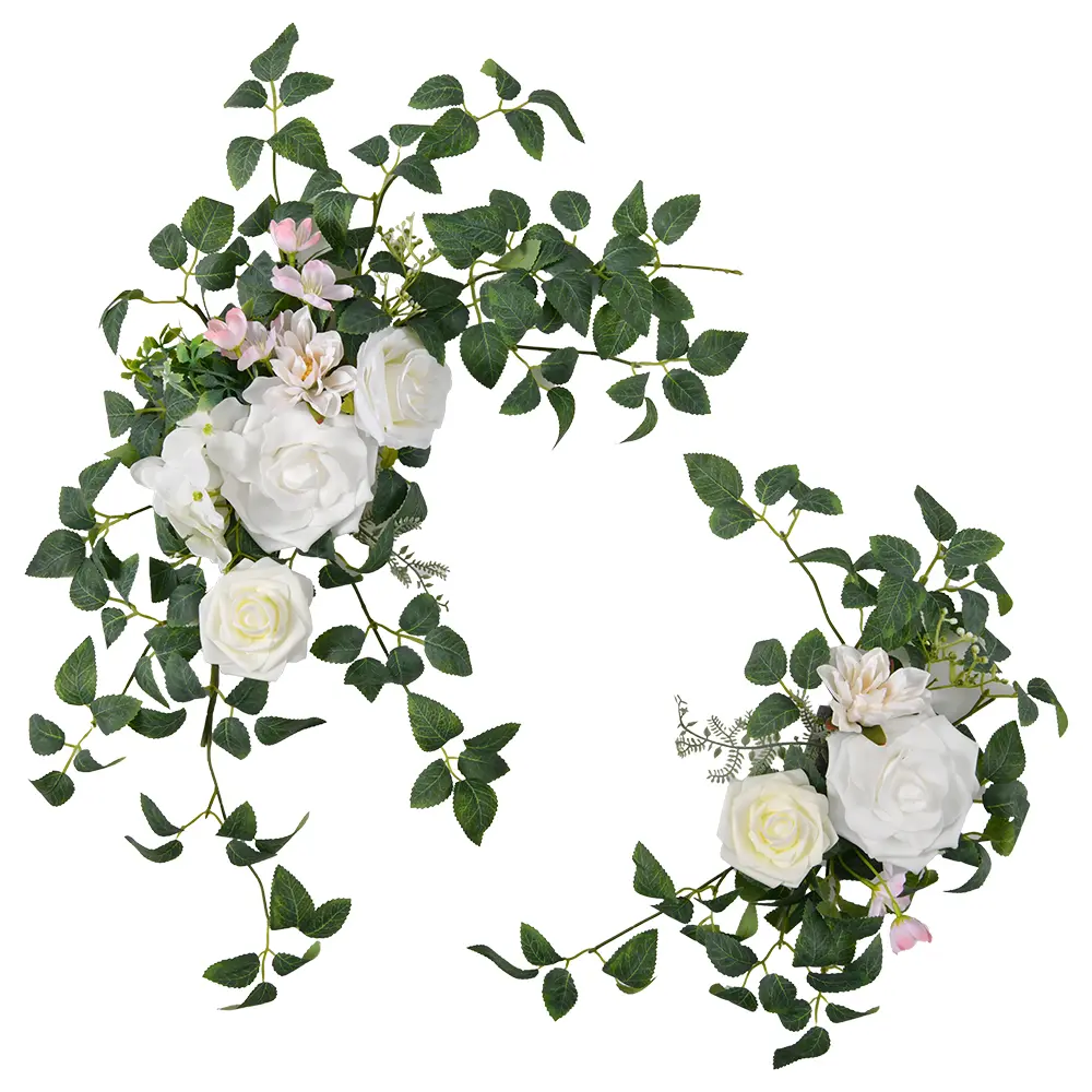 2pcs Silk Hanging Artificial Flower Swags - Wedding Arch Greenery Arrangements, Decorative Ornaments for Wedding Ceremony, Window & Bridal Shower Backdrop Wall Decor (Home Supplies)